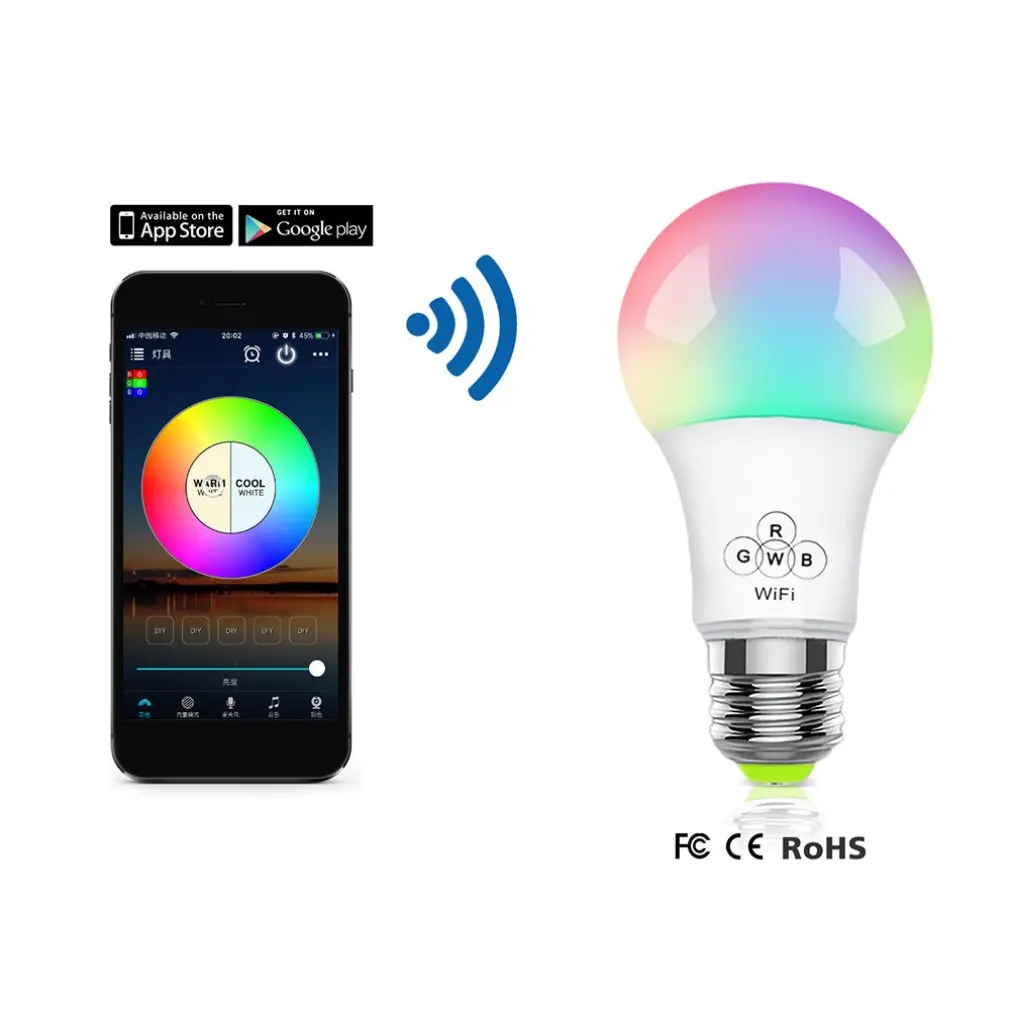 Wifi smart light bulb remote control led light bulb e27 screw smart