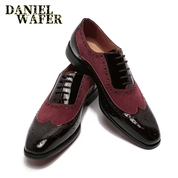 

2020 DESIGNER LUXURY BRAND LEATHER SHOES MEN FASHION BROGUE LACE UP WINGTIP WEDDING OFFICE SHOES FORMAL OXFORD SHOES FOR MEN