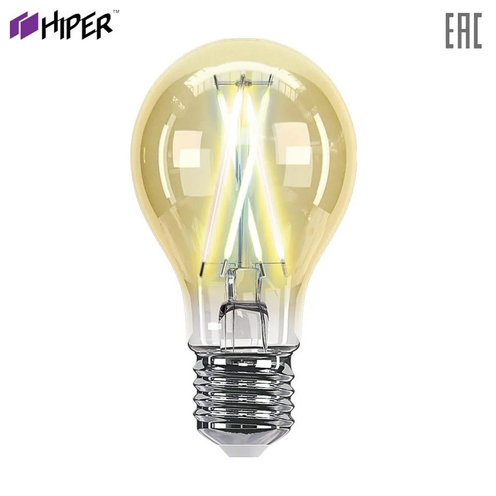 Умная LED E27 лампочка Wi Fi HIPER IoT A60 Filament Vintage теплый холодный белый свет янтарное