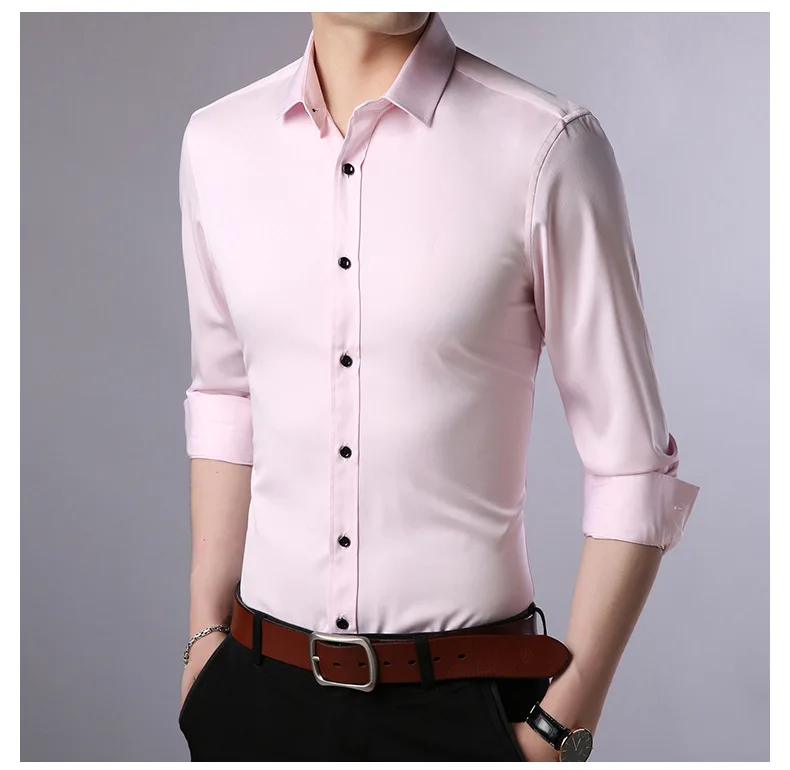 Men Fashion Casual Long Sleeved Shirt Slim Fit Male Social Business Dress Shirt Brand Men Clothing Y1969
