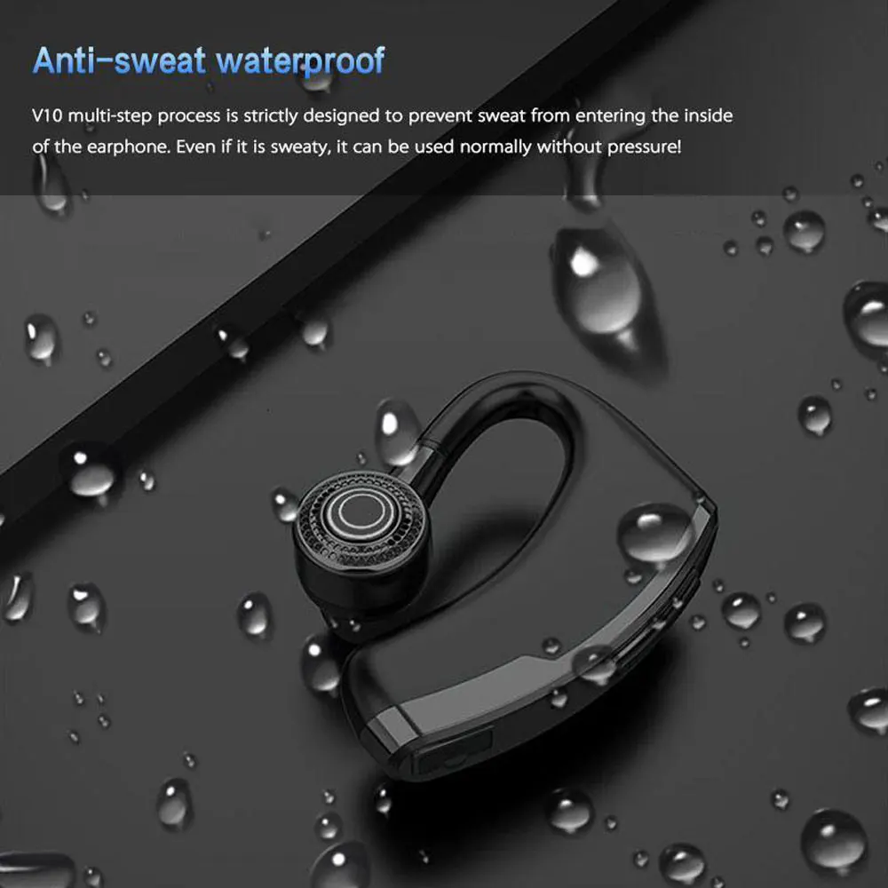 Wireless Bluetooth Headset Waterproof Business Handsfree Earbuds with MIC Voice Control Noise Canceling Headphones for Android
