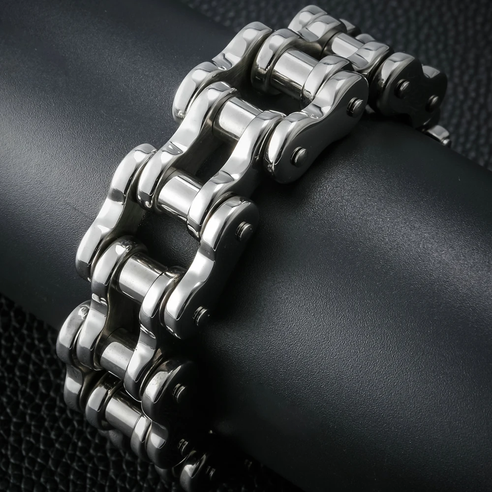 Motorcycle Bike Chain Bracelet black and silver - Moto Vision