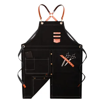 

CSS Barber Apron Korean Fashion Cowboy Cafe Tea Shop Barber Men and Women Restaurant Work Clothes