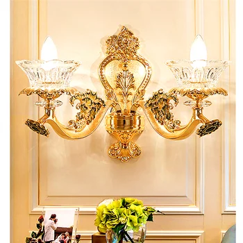 

European Living Room Background Wall Lamp Luxurious Bedroom Bedside Lamp Creative Villa French Double Head Crystal Wall Light