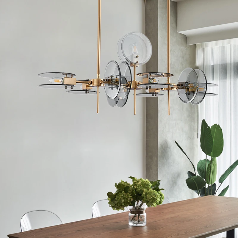 Postmodern LED chandelier living room chandelier simple atmosphere bedroom dining room lamp creative glass round lamp