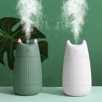 

200ml Mini Air Humidifier Desktop Diffuser Cute Cat Air Freshener Purifier with LED Light USB Car Moisturizing Air Vaporizer