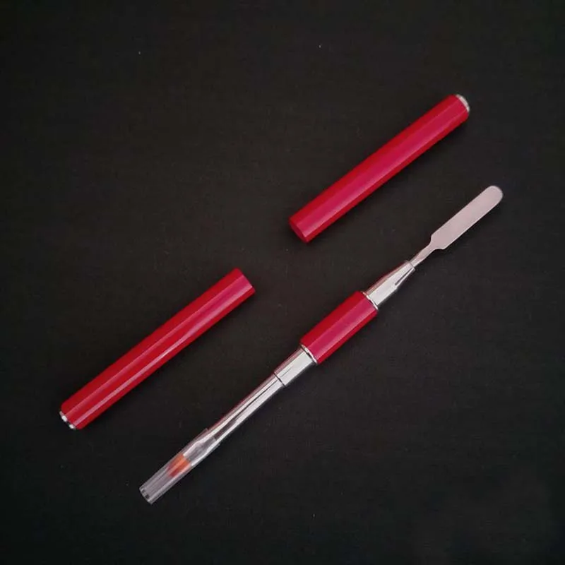 red 4 цвета, 1 шт., 2 в 1, УФ-полигелевая Кисть для ногтей, двусторонняя полигелевая кисть в форме ломтика, инструмент для наращивания акриловых УФ-ногтей, розовый цвет - Color: red