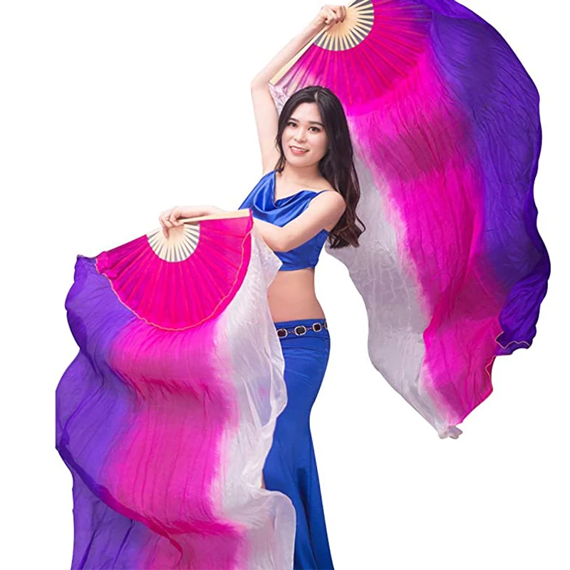 1Pcs Belly Dance Bamboo Fan Dance Fan Veil 1.5M/1.8M Colorful Dance Fan 