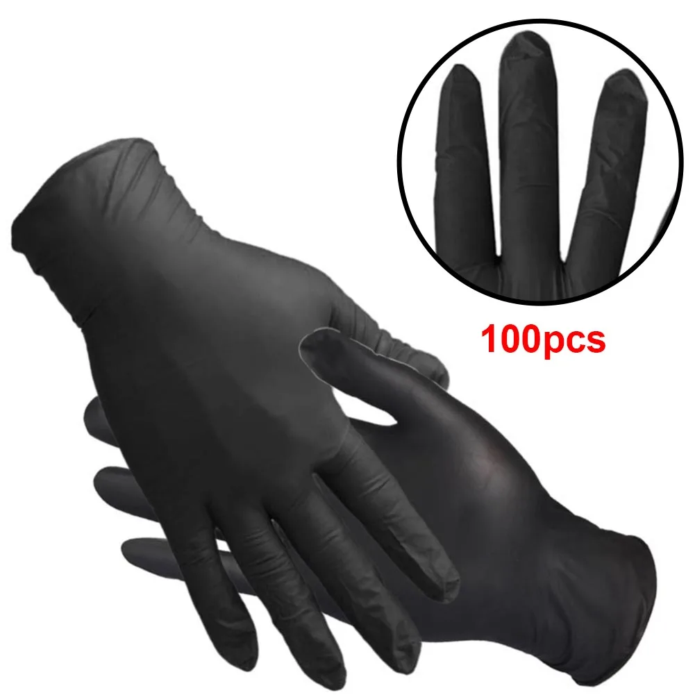 

100Pcs Exam Waterproof Household Oilproof Tattoo Latex Free Washing Laboratory Disposable Nitrile Gloves Mechanic Anti Slip