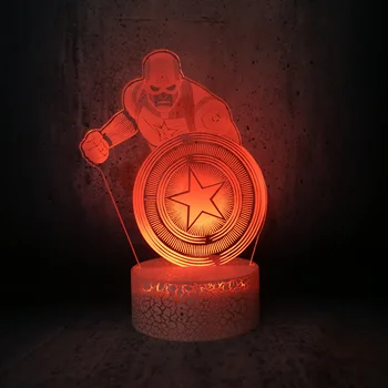 

3D USB LED Lamp Captain America blocks the lower body with a shield Kids Toys Gadget Decor Creative teenager child gifts