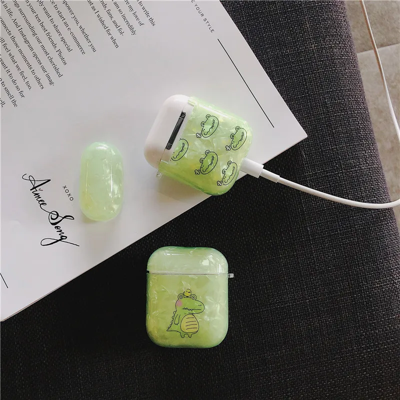 Милый силиконовый чехол из крокодиловой кожи для Apple Airpods, Роскошный чехол с раковиной, чехол для наушников airpod 2 1, чехол для наушников, мягкая сумка