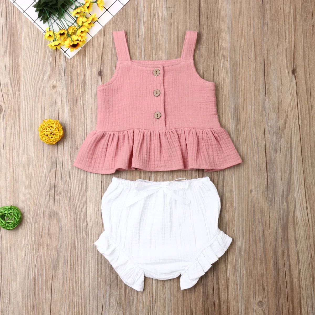 New 4Colors Summer Toddler Kids Baby Girls Cropped Tank Top Shorts Party Outfit 1-6 Years