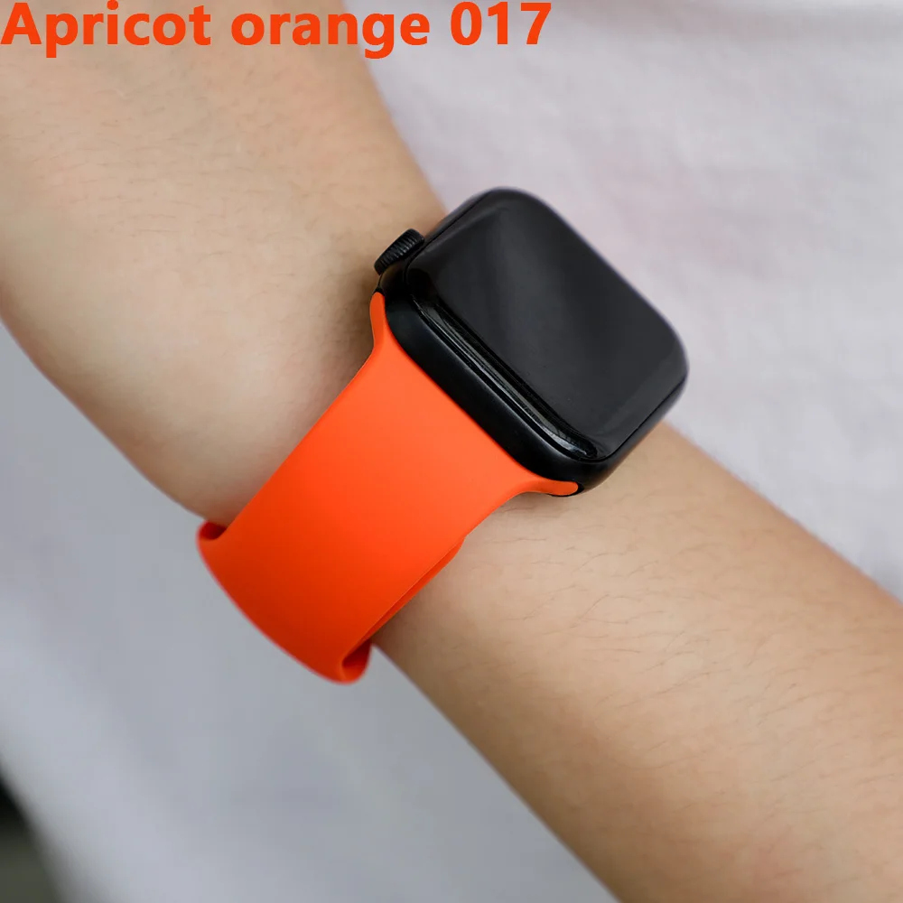 Apricot orange 017 Спортивный ремешок для Apple Watch ремешок 44 мм 40 4 3 iwatch ремешок 42 мм 38 мм силиконовый pulseira ремешок для часов Браслет Apple watch 5 ремешок 44 мм - Цвет ремешка: Apricot orange 017