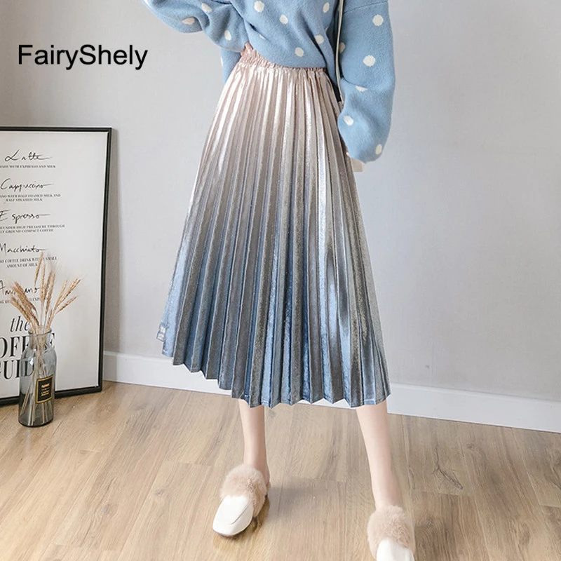 velvet pleated maxi skirt