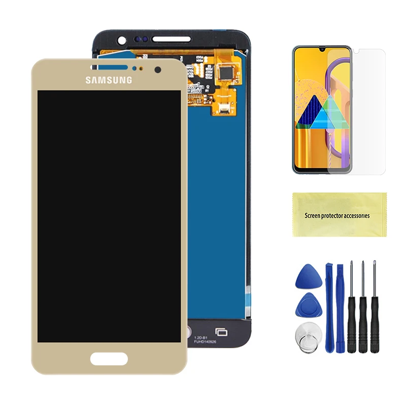 Tested TFT A300 LCD For Samsung Galaxy A3 A300 A3000 A300F LCD Display Touch Screen Assembly brightness Can adjust - Цвет: TFT Gold