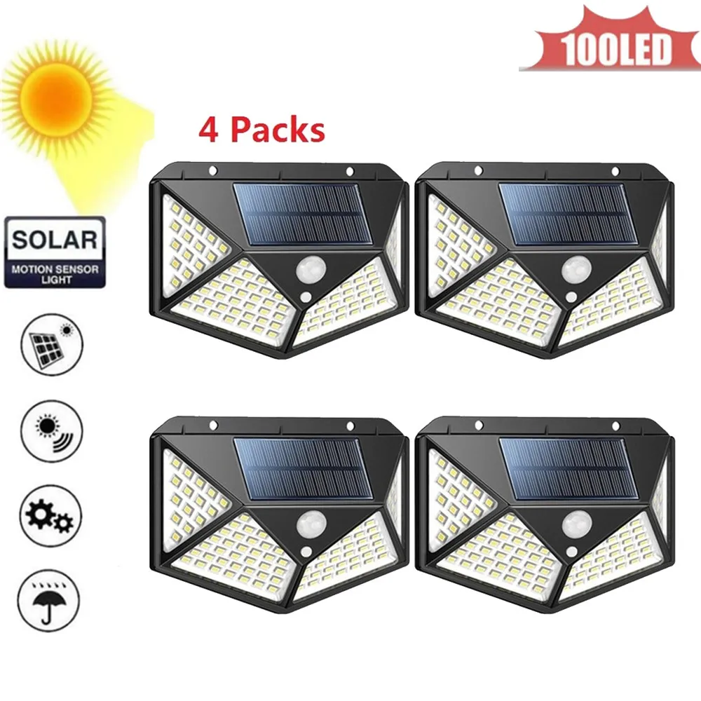 

1-4PCS LED Solar Lamp Waterproof Solar Night Light Motion Sensor Porch Path Street Fence Garden Stairs Wall Corridor Emergency S