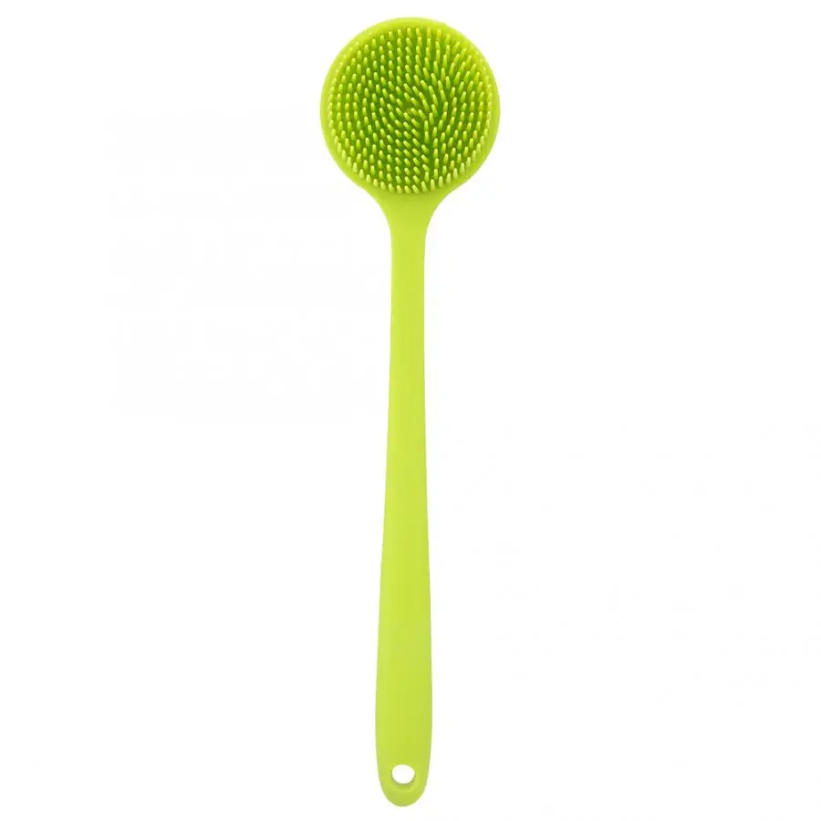 Силиконовая Массажная щетка для тела, ванны, душа, мытья кожи, глубокой очистки, отшелушивающая, с длинной ручкой - Цвет: Зеленый