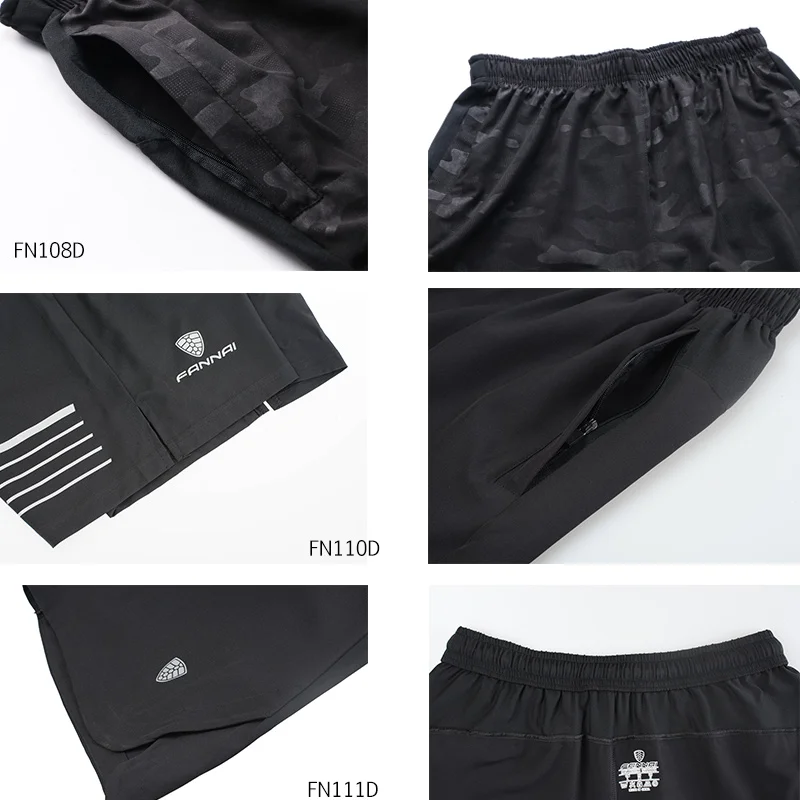 FANNAI Running Zipper Shorts Men Training Gym Sport Shorts Marathon Quick Dry Fitness Plus Running jogging Short Pants Workout