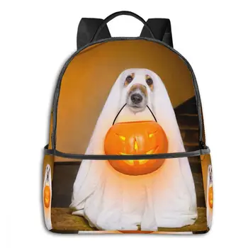 

Backpack Women Fashion Shoulder Bag Dog Ghost With Pumpkin Lantern School Bag For Teenage Girl Boy Children Backpacks Travel Bag