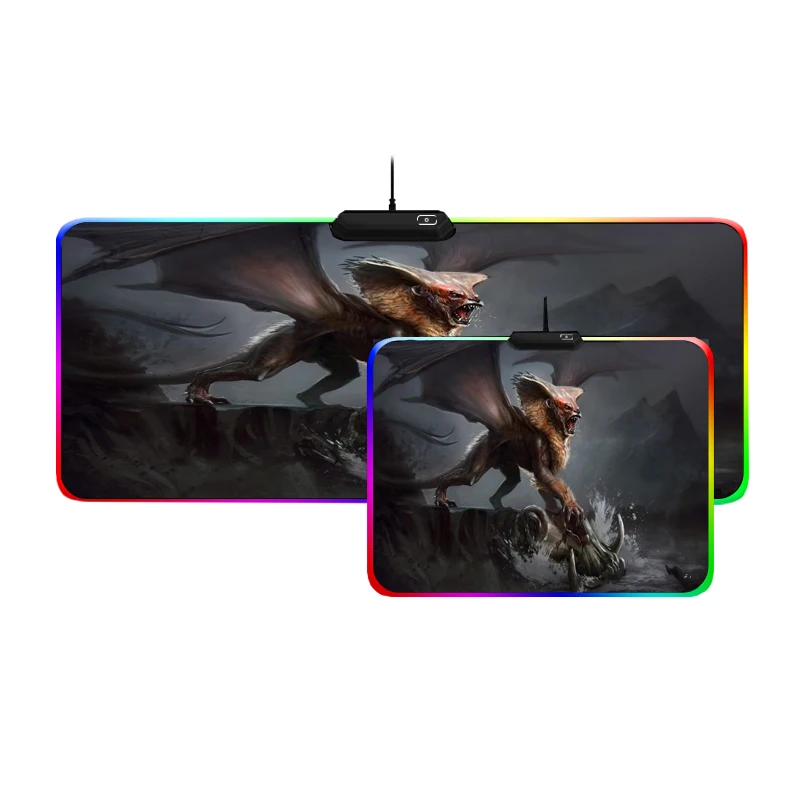 Mairuige Multicolor RGB Gaming Mouse Pad Cold Light LED Color Lock USB Bat and Lion Beast 2