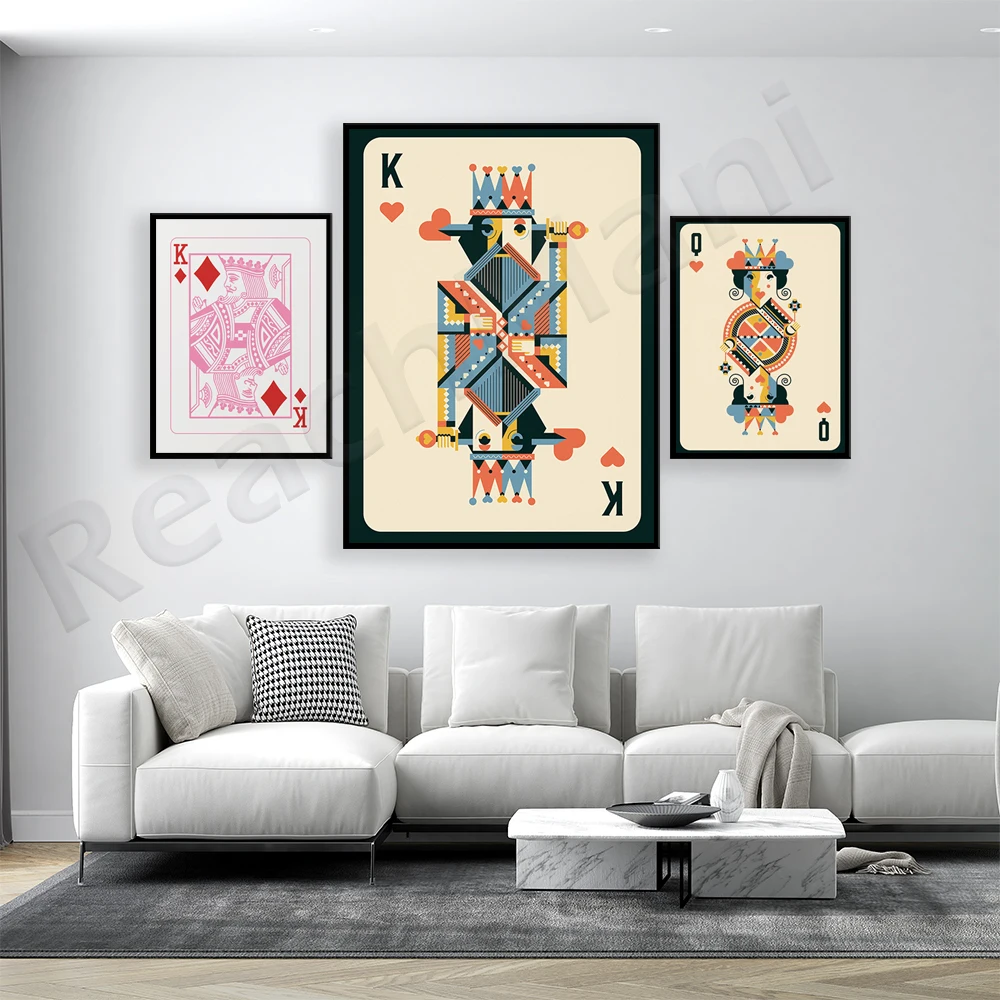 King / Queen Playing Card Set, His & Hers Wall Art, Vintage Style, Set of 2  Prints, Wall Decor, Digital Download, Retro Decor, Printable Art -  UK