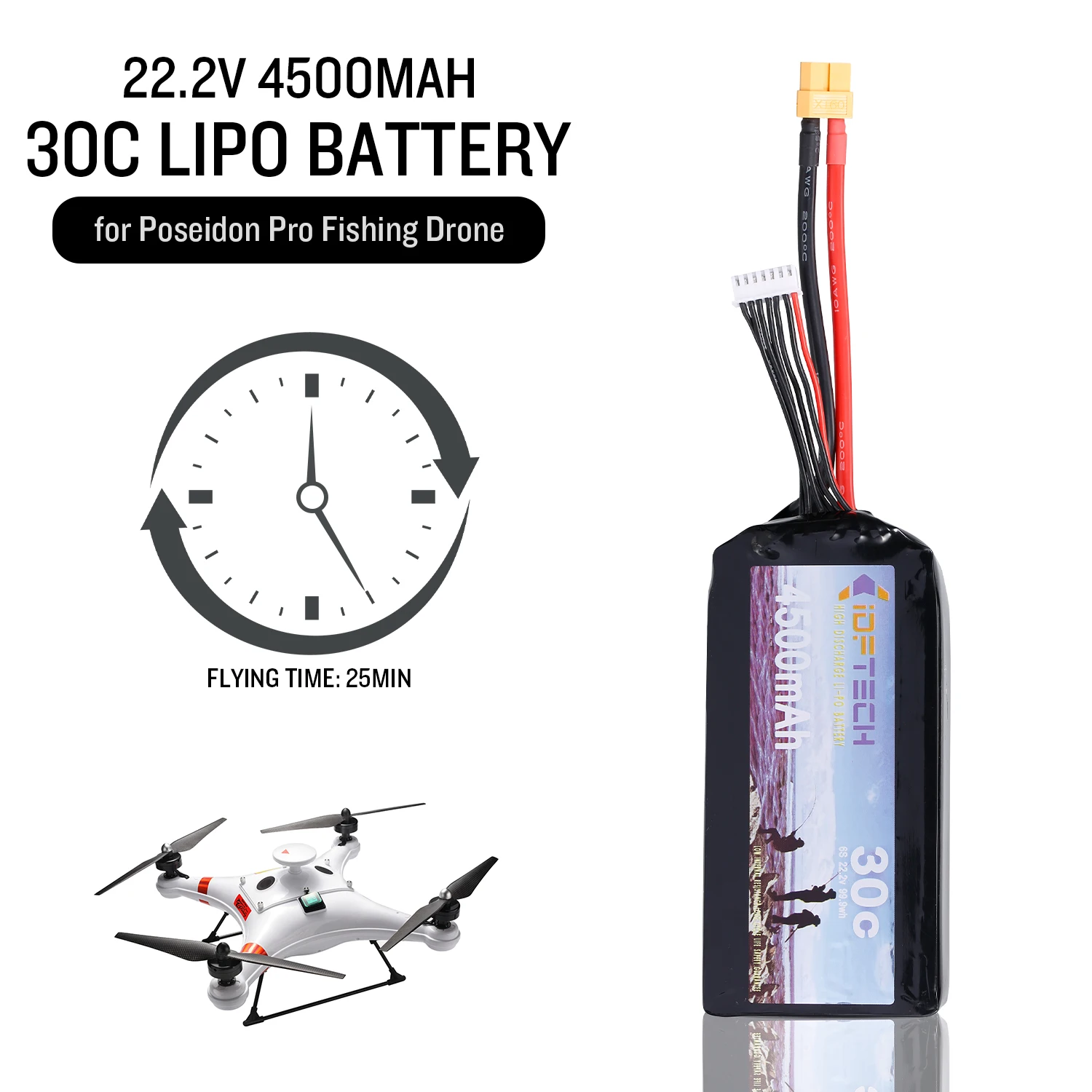22,2 V 4500mAh 6S 30C аккумуляторная батарея Lipo для IDEAFLY Poseidon Pro рыболовный Дрон FPV Квадрокоптер RC Запчасти Аксессуары