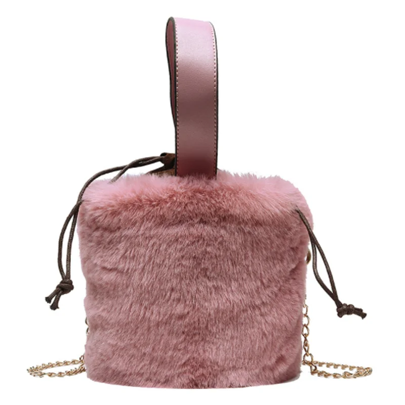 pink Женские сумки через плечо из искусственного меха на осень и зиму, плюшевые кошельки и сумки, женская сумка на плечо для телефона, сумка-тоут для девочек - Цвет: pink