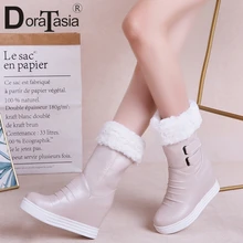 DORATASIA/Новые модные зимние женские ботинки, ботинки с искусственным мехом, женские ботинки, увеличивающие рост, женские ботинки на танкетке, женская обувь, размер 33-43