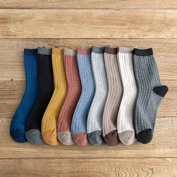 

Men Cotton Crew Socks Patchwork Color Beige White Black Grey Blue Yellow Red Khaki Casual Sock Spring Summer Autumn 1 Pack