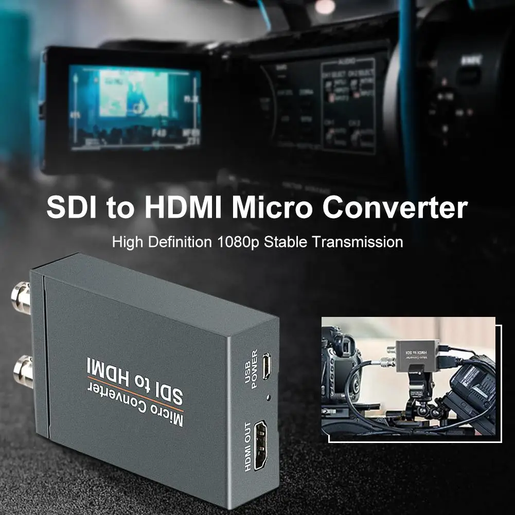 SDI to HDMI / HDMI to SDI with Power Mini 3G HD SD-SDI Video Micro Converter Adapter with Audio Aut