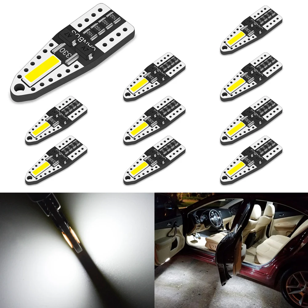 Ampoules pour voiture, 10X T10 LED, W5W Led, 194 168, pour Nissan Note Tiida Qashqai Juke Tiida x-trail J11 Pathfinder Versa