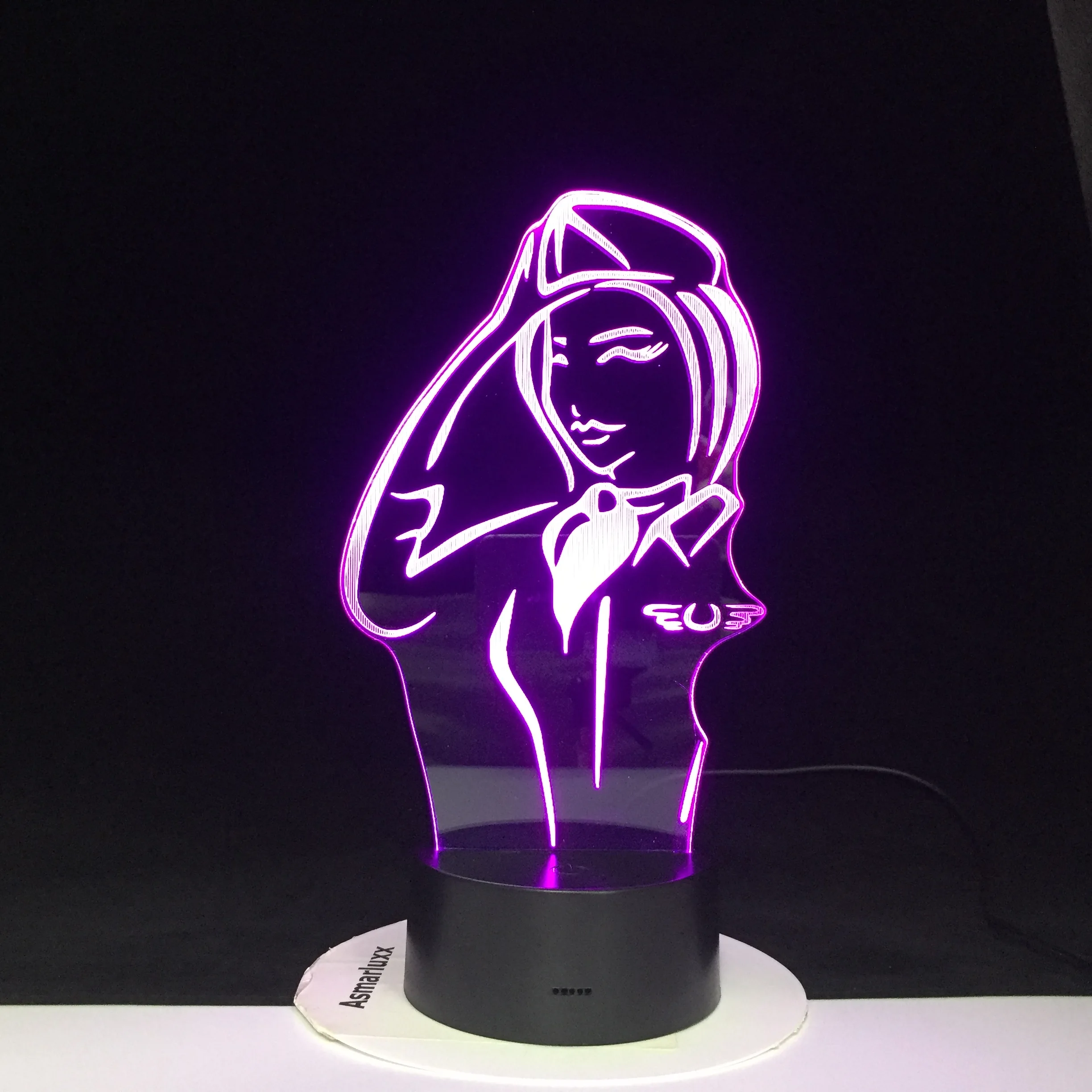 Polisi Wanita 3D 7 Warna Berubah Lampu Kartun Acrylic LED USB Lampu Meja Lampu Berwarna Bulbing Cahaya Dropship 1912 LED Lampu Malam AliExpress