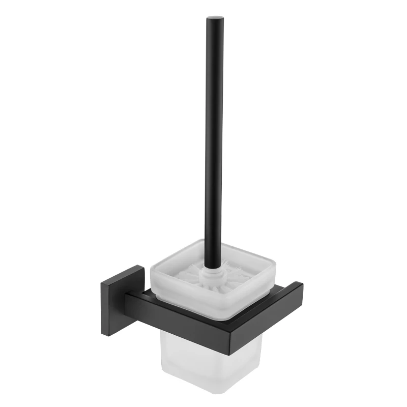 1 pcs Туалет щетка для унитаза и держатель черный Нержавеющая сталь квадратный средства для чистки туалетов с держатель стеклянной чашки приспособление для чистки в ванной комнате - Цвет: 1 pcs