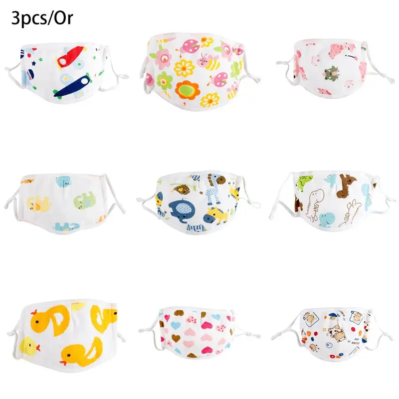 

3Pcs Kids 5 Layers Cotton Mask Anti-Pollution Adjustable Anti-Haze Mouth-Muffle 517D