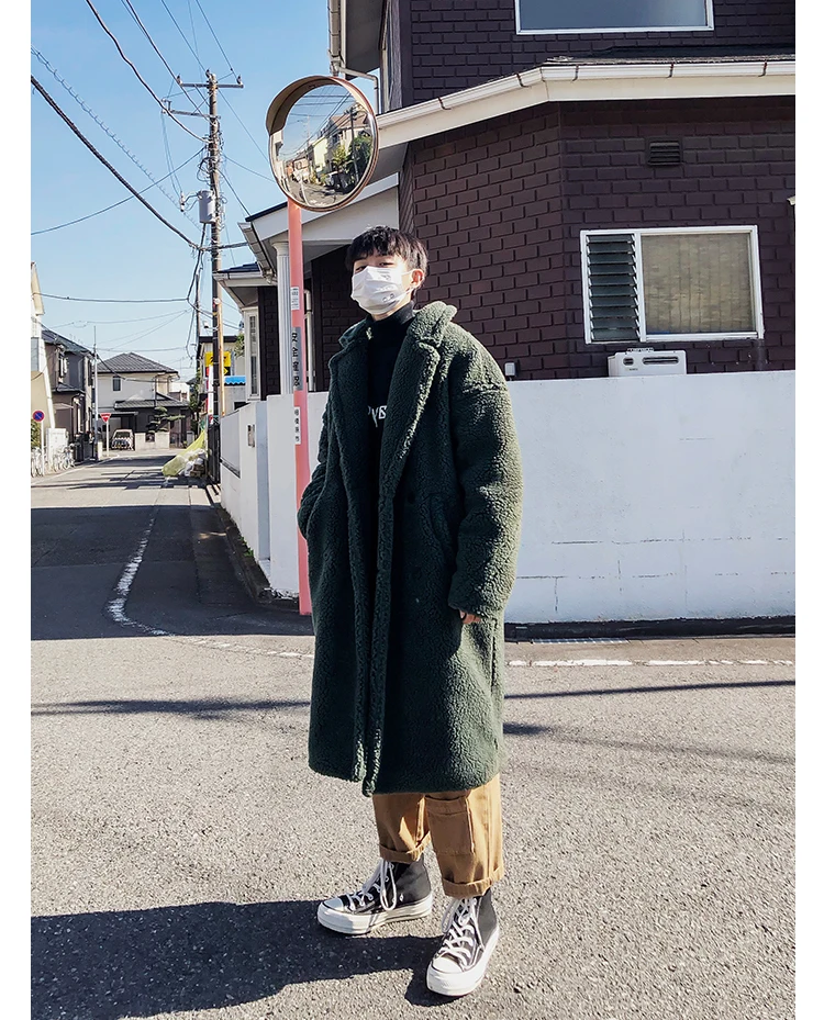 YASUGUOJI корейская мода двубортный Для мужчин пальто утепленная длинная теплая зимняя флисовая куртка пальто Для мужчин s пальто Manteau Pour Homme