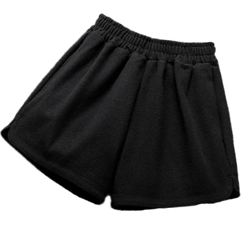 

Woolen shorts Women's Spring Winter 2020 Wear Elastic Waist Show thin Versatile Bottomed wide leg Loose shorts boots Shorts 61B