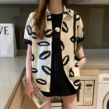 

2020 Summer New Fashion Women Blouse Shirt Casual Short Sleeve Black Lapel Blouse Tops Office Lady Elegant Shirts Female Blusa