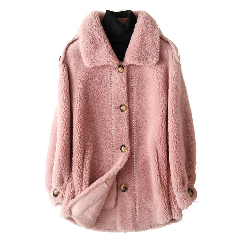 

Genuine Wool Fur Jacket Coat Autumn Winter Women Fur Outerwear Coats LF9060