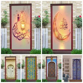 

3D Muslim Style Door Sticker Wooden Door Renovation Bedroom Living Room Door Home Decoration Self Adhesive Waterproof Stickers