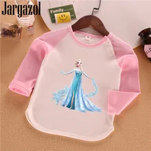 Jargazol/осенние Топы для маленьких девочек, костюм принцессы Эльзы футболка с длинным рукавом, милый наряд для маленьких девочек осенние детские рубашки на подкладке