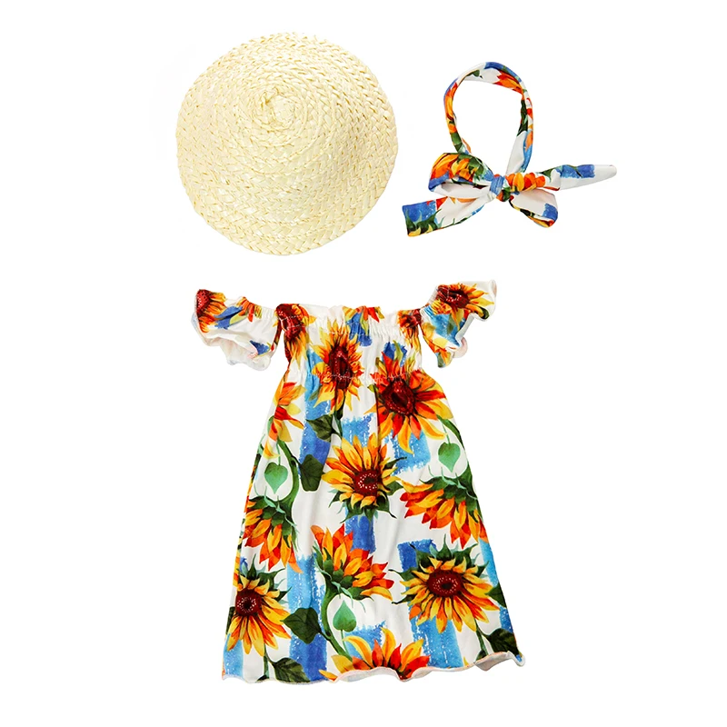 

Born New Baby Fit 18 inch 43cm 3 pieces Doll Clothes Accessories Sun flower Rose Skull Elk Straw Hat Suit For Baby Birthday Gift