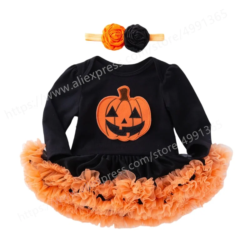 

Baby clothes Newborn Baby Halloween Spider Pumpkin Romper Jumpsuit Outfits Clothes Kids Halloween Costume