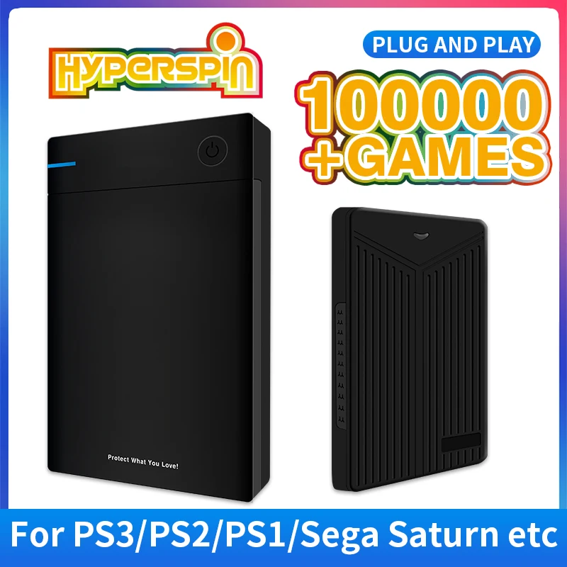 Hyperspin disque dur externe portable 4T/8T/12T, avec 100000 + jeux pour PS4/PS3/PS2/SS/Wiiu
