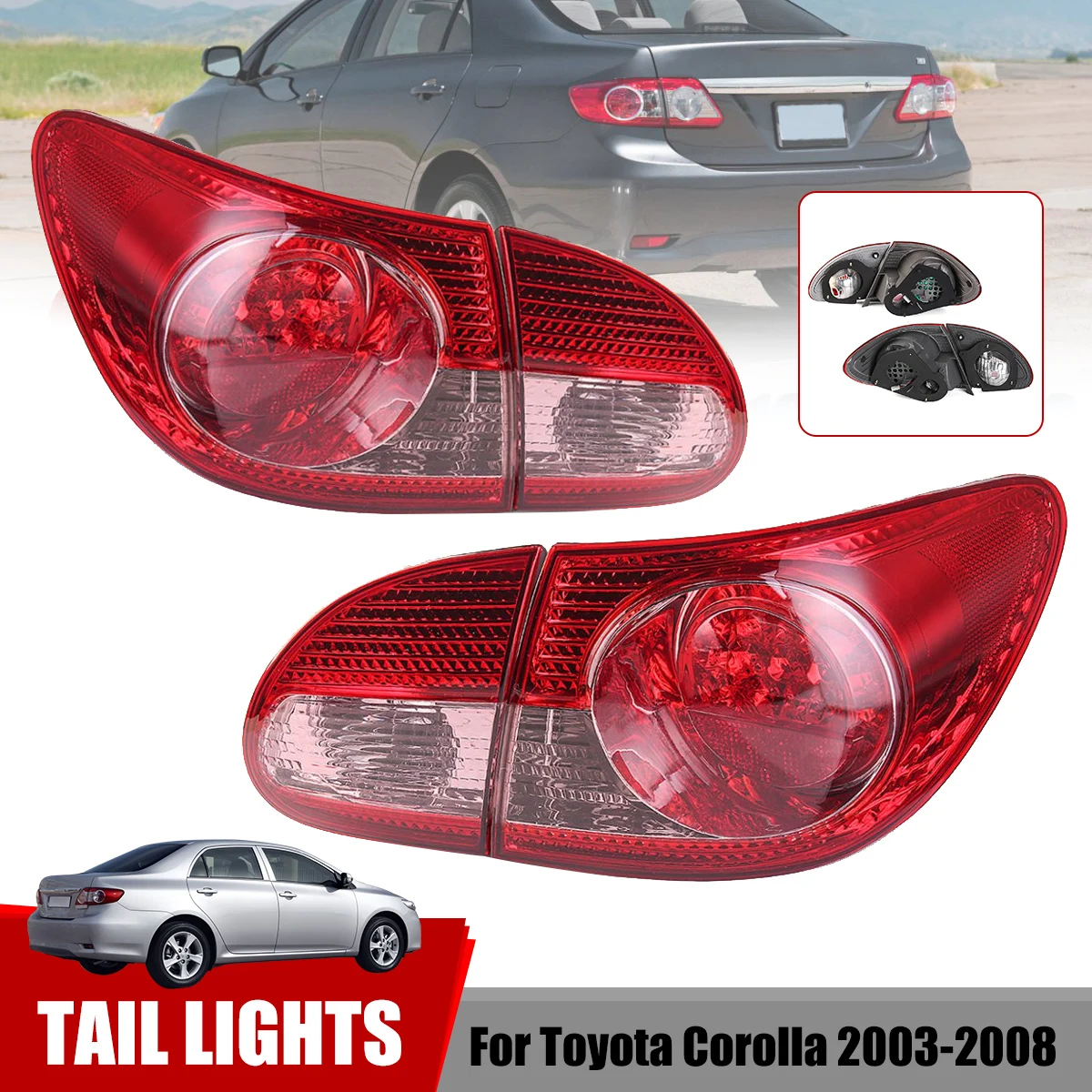 

1 PCS Car Tail Light Rear Brake Lamp With LED Bulb for Toyota Corolla 2003 2004 2005 2006 2007 2008 8168102030 Replacement Parts