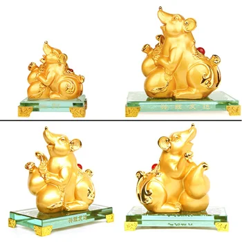 

2020 Gold-plated Mouse Ornaments Desktop Novelty Furnishing Chinese Style Mascot Accessories Home Decoration Crafts