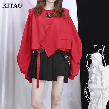 

XITAO Irregular Women Sweatshirt Fashion Spring Full Sleeve Letter Pocket Small Fresh Goddess Fan Casual Sweatshirt DMY2816