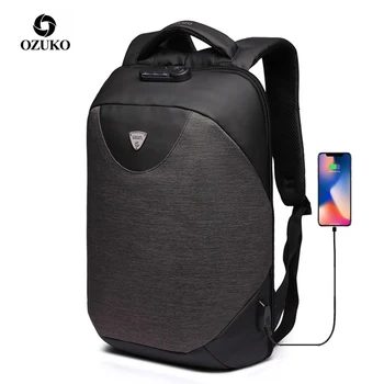 

OZUKO Travel Anti Theft Men's Backpack 15.6 Laptop Backpacks Male USB Charging Schoolbag Teenager Waterproof Travel Bags Women