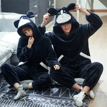 Зимняя Пижама для мужчин, теплая, утолщенная, унисекс, для взрослых, пара пижам, набор, с капюшоном, милые животные, Мультяшные, одежда для сна, Мужская домашняя одежда, костюм