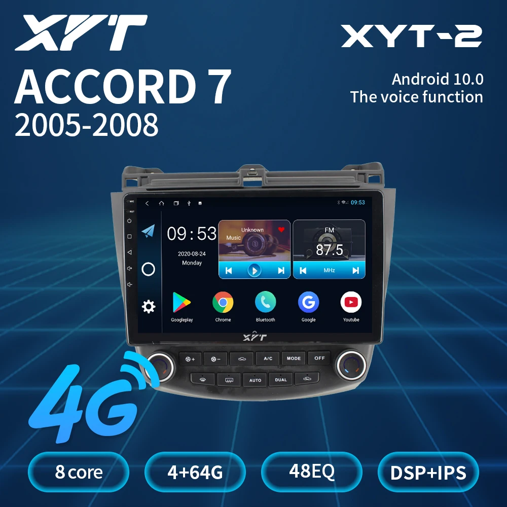 

XYT For Honda Accord 7 VII CM UC CL 2005 2006 2007 2008 Car Radio Multimedia Video Player Navigation GPS Android 10.0 No 2din