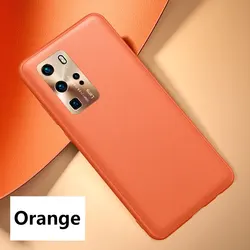 Premium PU Leather Plating Protective Back Cover - Original Case - P40 Pro Plus (Orange)